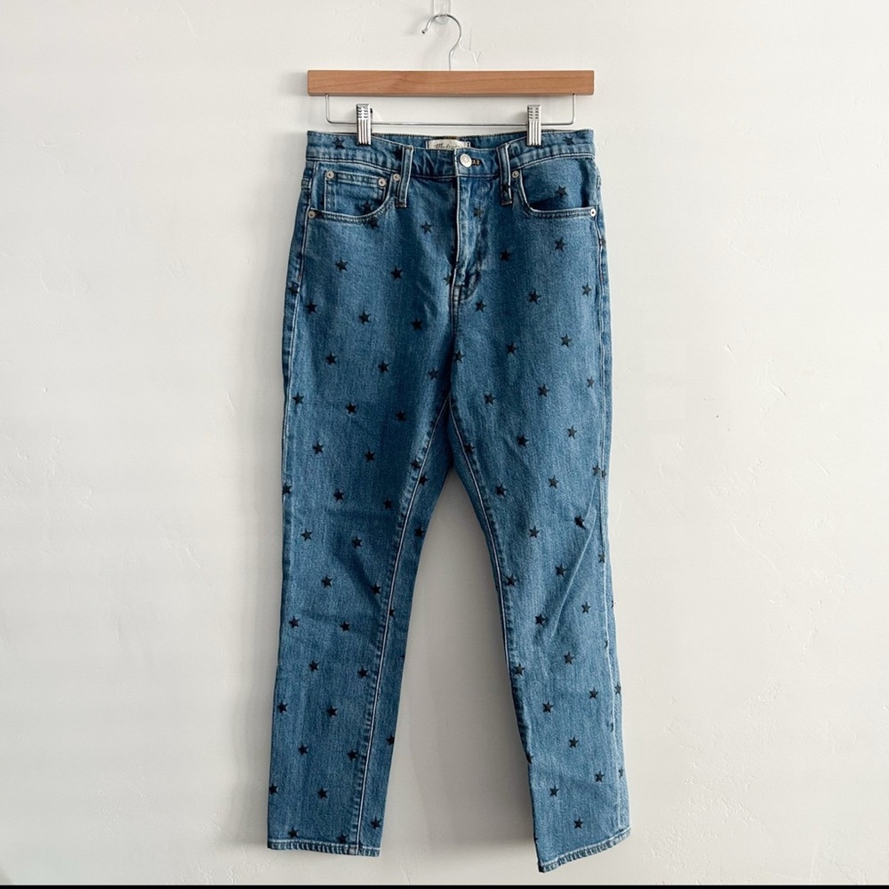 Blue Star-Patterned Women's Jeans